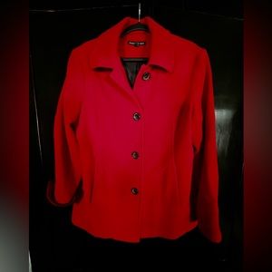 Preston & York Cherry Red Wool Coat /Jacket Size L